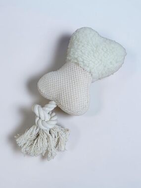Plush Bone Dog Toy with Rope Tassel